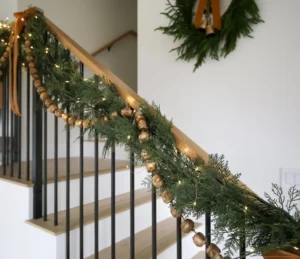 christmas garland idea for stairs