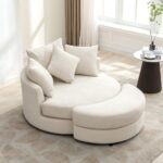 DEINPPA Swivel Book Nook Chair with Ottoman