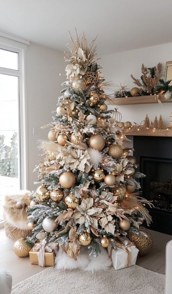 Gold Christmas Tree with Ornaments for a Different Christmas Home Decor