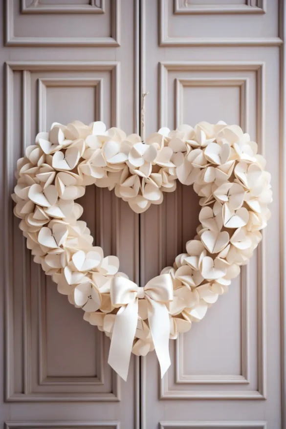 A beautiful wreath is the perfect way to greet guests and set the tone for your home. Opt for a classic heart-shaped valentine's day wreath adorned with red roses or go for a minimalist style using dried flowers and eucalyptus. If you prefer a rustic touch, consider a burlap wreath with subtle heart-shaped accents, blending vintage and modern aesthetics.