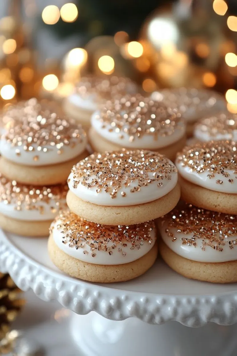 Edible Gold Accents For a luxurious feel, brush your cookies with edible gold dust or add gold leaf accents. This works especially well on red velvet cookies.