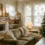 A warm vintage-inspired living room featuring oversized paper snowflakes suspended from the ceiling. A handmade dried orange garland drapes across the mantel, complementing natural citrus ornaments on the tree. The green velvet sofa and chunky knit blanket add texture to this nostalgic holiday scene. #papersnowflakes #driedoranges #cozychristmas #livingroomdecor #vintageholiday