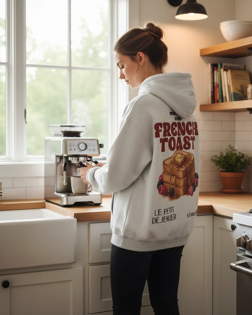 Elevate your morning coffee ritual with the French Toast Hoodie. This oversized hoodie offers the perfect blend of cozy fleece comfort and soft streetwear style. Featuring a unique hoodie design with a vintage breakfast graphic, it’s the ultimate choice for trendy hoodies and cute clothes. Ideal for outfit ideas and hoodie inspo for a relaxed aesthetic