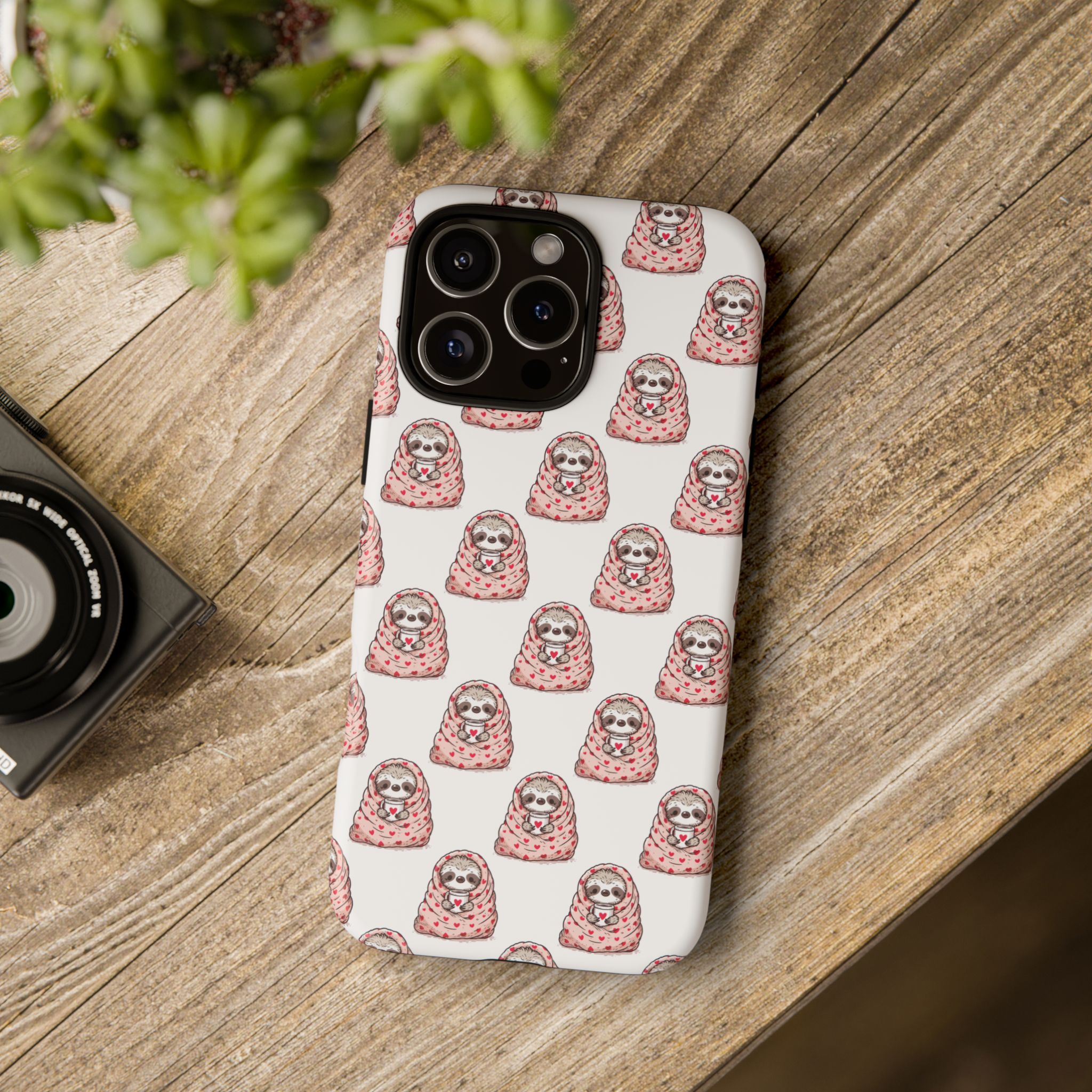 16707262331795792654_2048.jpeg Cozy Sloth Phone Case. Cute Valentine Aesthetic Love Pattern Gift - Image 1