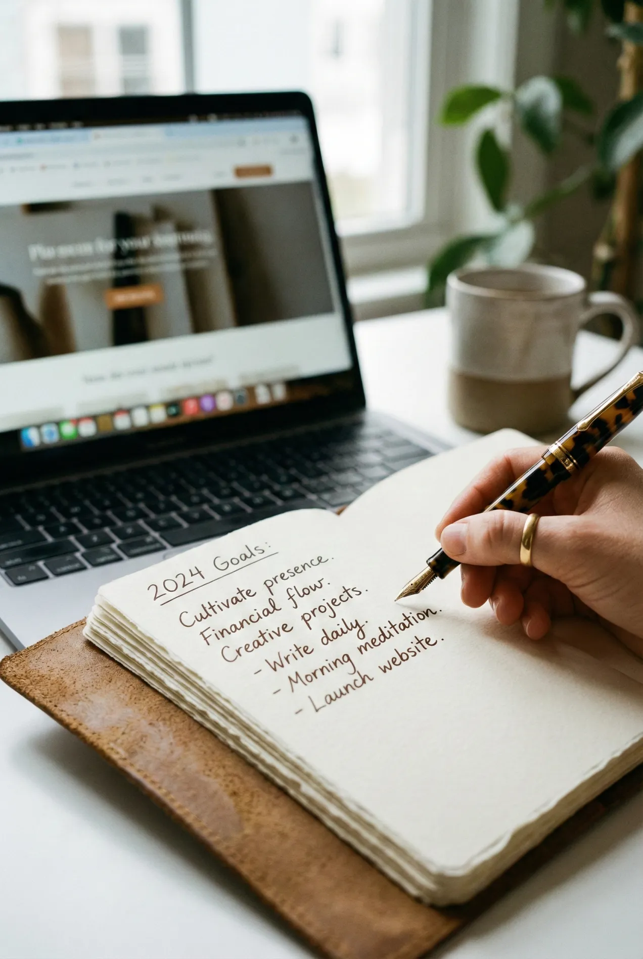 Kickstart your personal growth journey with a wellness journal. Jot down those New Year's goals and design a life you're obsessed with. ✍️🌿 #journaling #goals #glowup