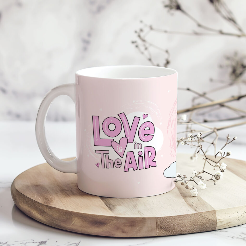 A romantic Valentine’s Day coffee mug featuring a heart hot air balloon and loving message list. This 11 oz white ceramic mug is microwave‑safe and dishwasher‑safe, ideal for gifting or everyday use.