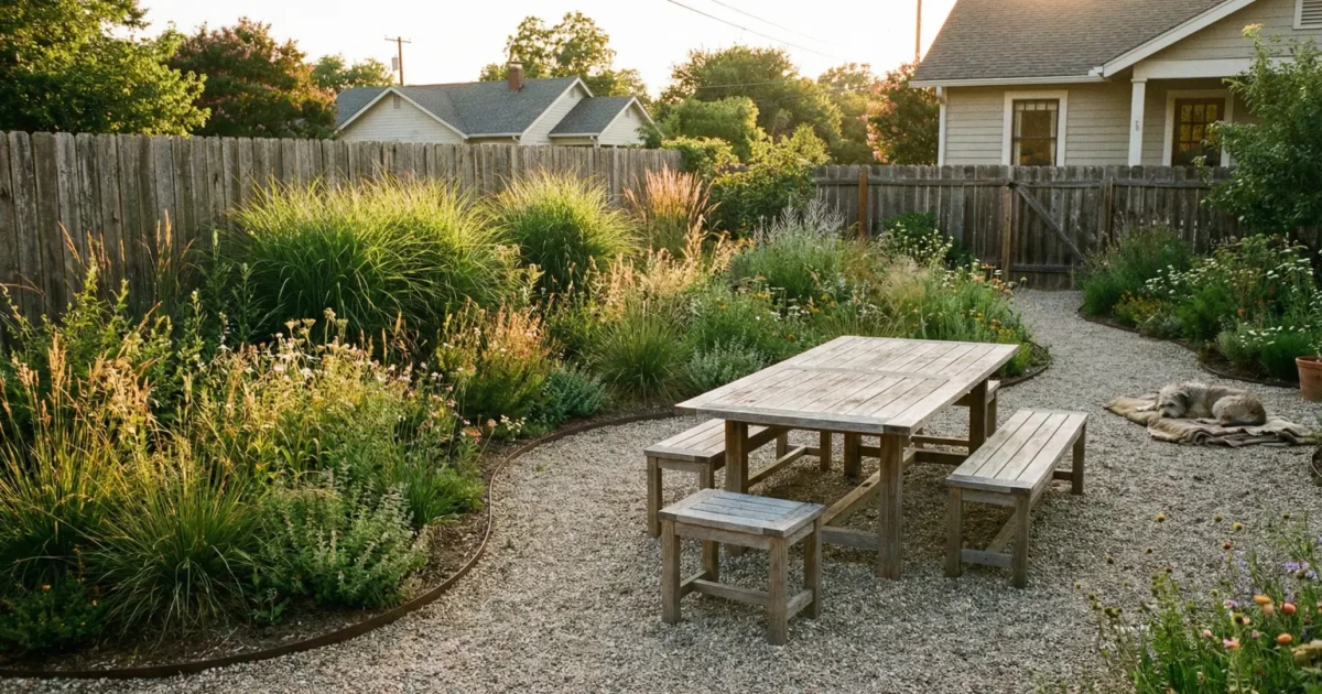Say goodbye to high-maintenance lawns. Here are the top backyard landscaping trends for 2026, focusing on soft curves and relaxed planting. #backyardideas #landscaping2026