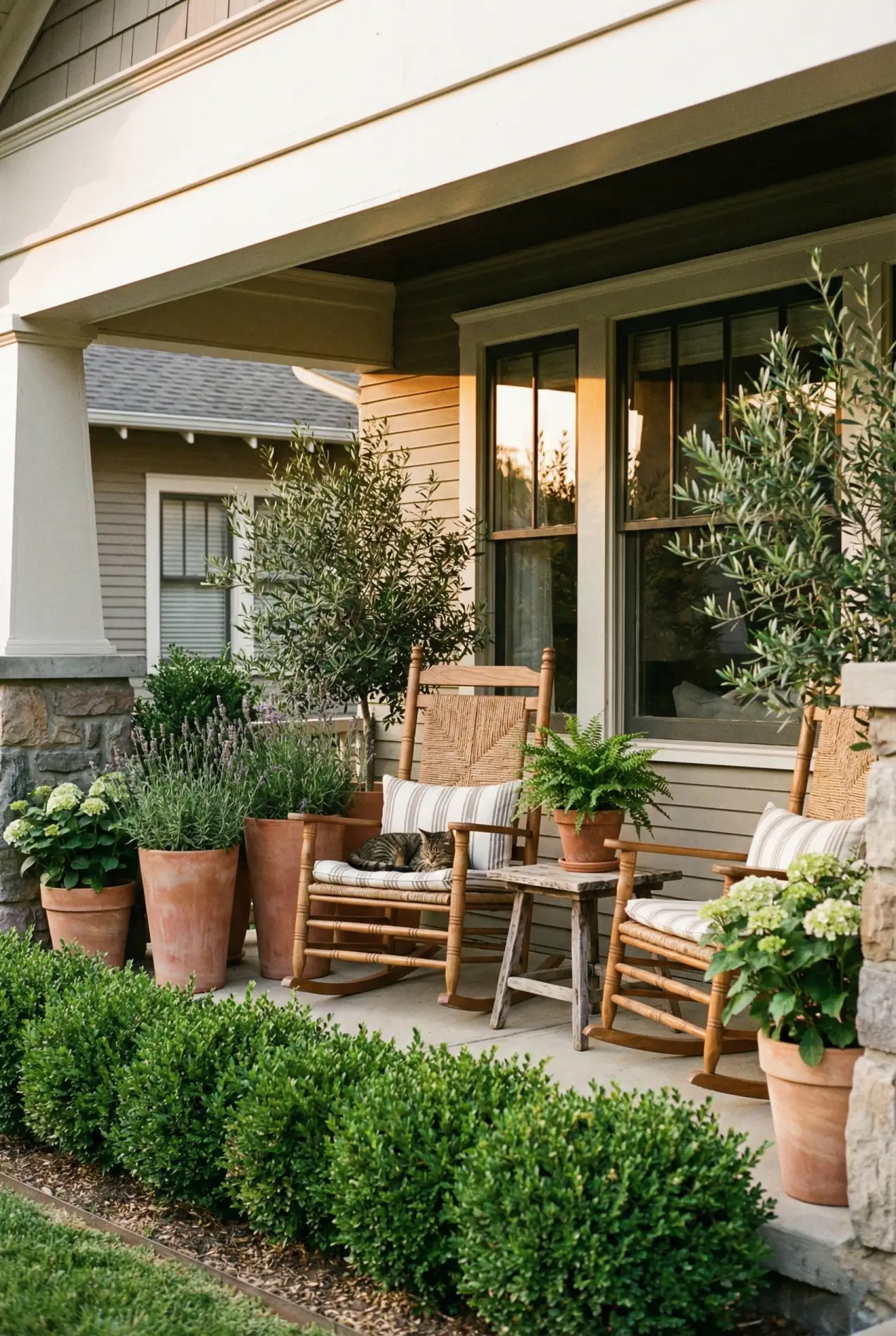 Create a welcoming front porch or yard zone that still feels private. The best plants to screen your seating area. #frontporch #frontyardideas