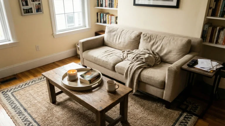 Lived-In Living Room That Still Looks Put Together (Real-Home Cozy) Want the cozy, collected “lived-in” look without clutter? Copy this real-home living room setup: warm neutrals, layered textures, and a simple tray system that makes everyday items feel intentional. Save this for your next weekend reset. #LivedInInteriors #CozyLivingRoom #NeutralLivingRoom #LayeredDecor #LivingRoomStyling #CozyHome #HomeDecorIdeas #AffordableDecor #ApartmentDecor #WarmNeutralDecor #InteriorStyling #DecorTips