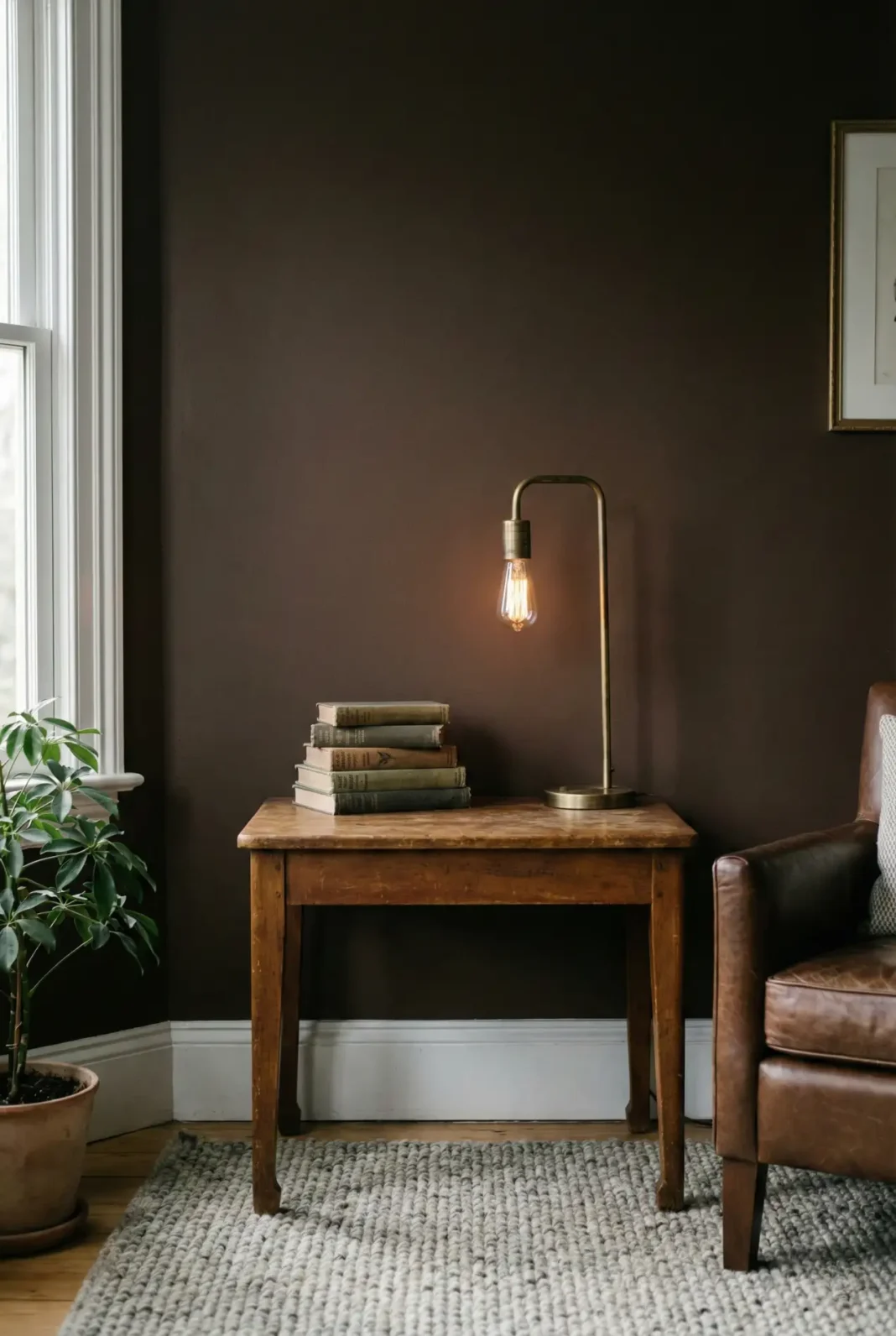Ready to paint your walls dark? Here is why you should skip the pure black and use rich, complex browns and greens instead. Create the ultimate dark romantic living room with this easy, budget-smart weekend paint project.