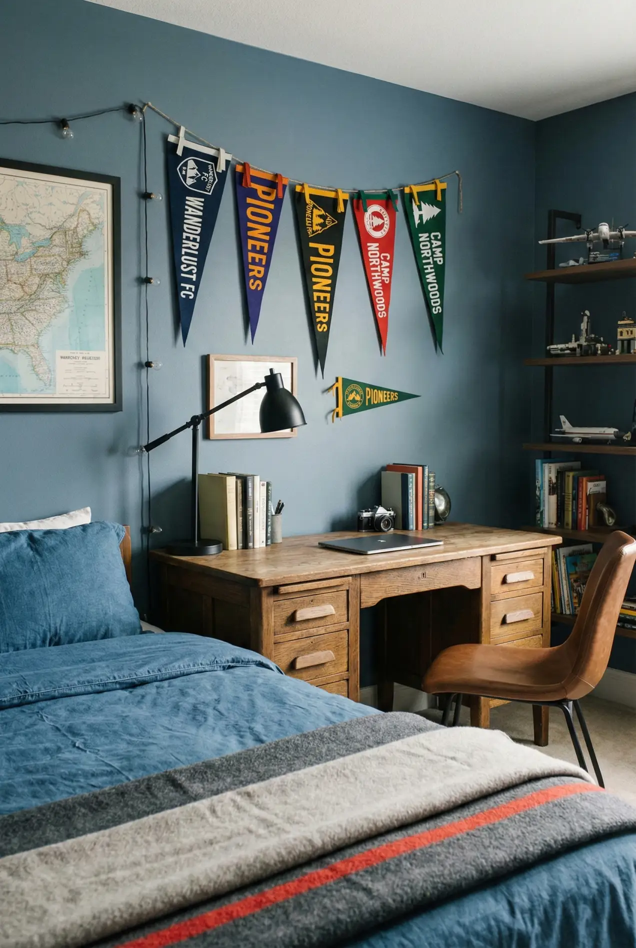 Skip the baby blue. These slate blue and greige ideas for boys' rooms grow with them from toddler to teen. Stylish, durable, and cool.