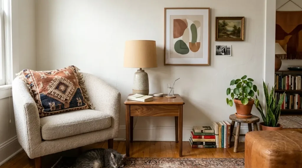 This is the easiest way to make modern eclectic interior design work at home. Mix old and new pieces, repeat a few materials, and keep the styling simple so the room still feels calm. Perfect if you want a home with personality that does not look overdone. #moderneclecticinteriordesign #eclectichome #homestyling #interiordecorating #cozyinteriors #decorinspiration #eclecticstyle #modernhomedecor #warmminimalism #collectedinteriors