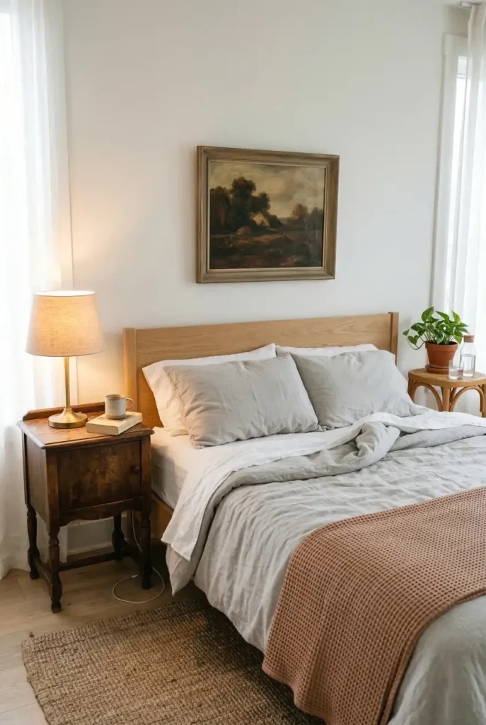If you want a bedroom with character but still want it to feel restful, this is the direction to follow. Mismatched nightstands, warm wood, soft bedding, and one vintage touch can make a modern eclectic bedroom feel personal without losing the calm. #moderneclecticbedroom #bedroomdecorideas #eclecticbedroom #cozybedroom #bedroomstyling #warmbedroom #homedecorinspo #collectedinteriors #vintagebedroom #interiordesignideas