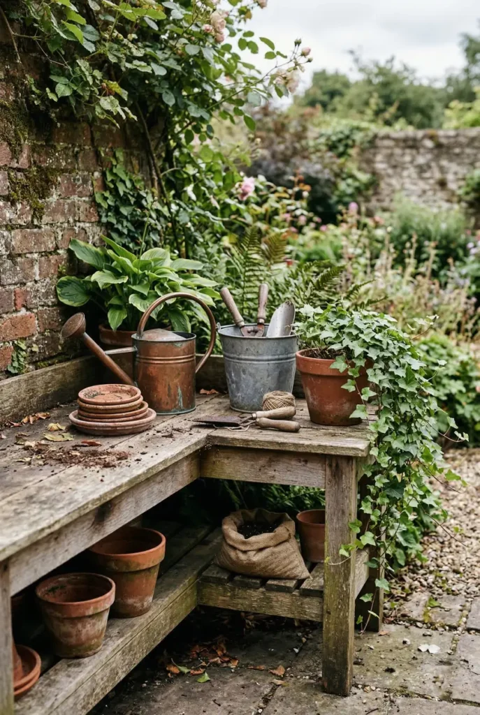 A potting bench can make your whole garden feel more collected if you style it with restraint. Here is the version that actually works. Save for later.