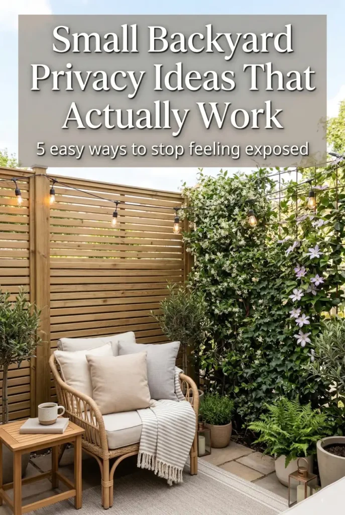 Does your backyard feel like a goldfish bowl? These small backyard privacy ideas make even tiny patios feel cozy and secluded without building huge fences. Screens, plants and layout tricks that actually work in real homes.

Save this if you want a backyard that finally feels private.

#smallbackyard #backyardprivacy #patioideas #cozyoutdoor #outdoorliving #backyarddesign #smallgardenideas #homegarden