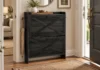 Narrow Shoe Cabinets for a Small Entryway: Measure Before You Buy Illustrative black two-flip-drawer shoe cabinet beside an apartment entry door